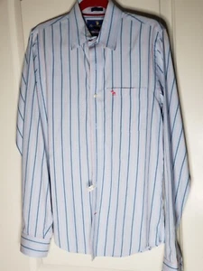 Camisa Abercrombie Fitch Mediana Azul Claro Rosa Rayas Manga Larga Vestido Algodón - Imagen 1 de 6