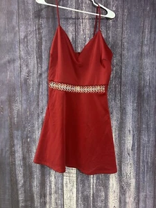 Charlotte Russe rotes Satin Party Minikleid ausgestellt verzierte Taillenträger XL - Bild 1 von 4