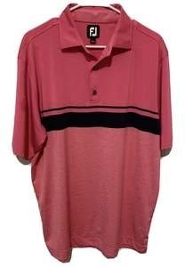 Footjoy FJ Mens Pink With Black Stripe Polo Shirt Size Large EUC - Picture 1 of 3