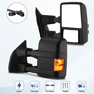 Pair for 1999-2007 Ford F250 F350 SuperDuty Power Heated Tow Mirrors Turn Signal - Image 1 of 4