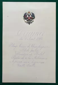 Antikes kaiserlich russisches Menü Zar Nikolaus II. Romanow Wappen 1894 - Bild 1 von 4