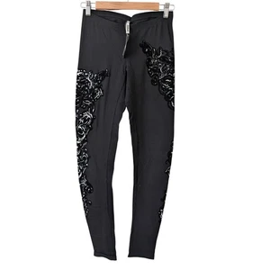 NWT PETROL Black Flocked Foil Pants Velvet Size Medium - Goth Baddie Y2K - Picture 1 of 10