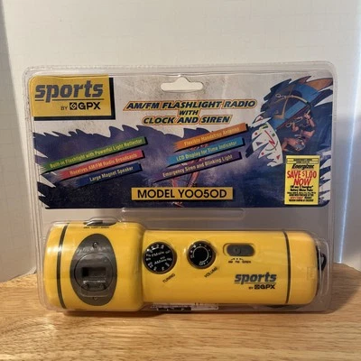 GPX Sports AM/FM Flashlight Radio With Clock And Siren Model YOO5OD Yellow - Image 1 of 4