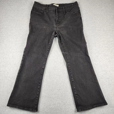 Madewell Mid Rise Kick Out Jeans Womens 32 Black Rinse Wash Stretch Cropped - Image 1 of 4