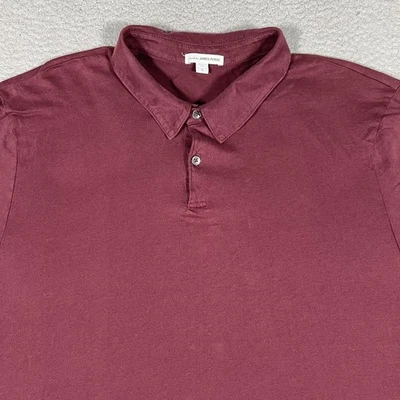 James Perse Polo Shirt Standard Mens 5 2XL Burgundy Cotton Polo Casual USA Made - Image 1 of 4