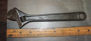 Vintage 10" Crescent Crestoloy INDUSTRIAL Black Oxide FINISH Adjustable Wrench - Picture 1 of 17