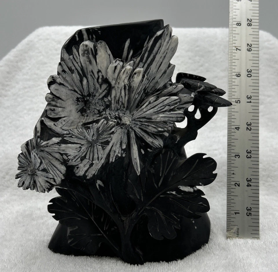Natural chrysanthemum stone pen container carving aura healing gift 5.11 lbs. - Image 1 of 4