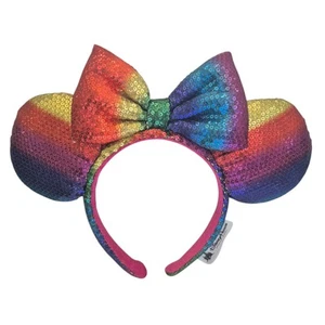 Diadema arco orejas lentejuelas arco iris Minnie Mouse parques Disney - Imagen 1 de 4