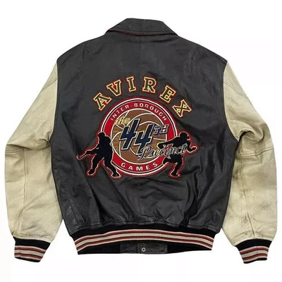 NEW Avirex USA Interborough Games Leather Bomber Jacket Classic Varsity Style - Image 1 of 4