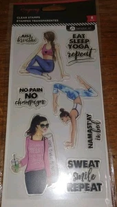 NOS 2019 Rongrong HA Clear Stamps 8 Stück Essen Schlafen Yoga Wiederholen Einfach Schweiß atmen - Bild 1 von 7