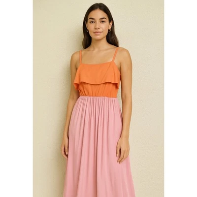 Maxi Vestido Koko + Mason Naranja Rosa Sin Mangas Informal Verano Solero Foto 1 de 4
