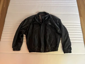 Vintage Saxony Leather Jacket Black Men’s Size 46 Bomber - Picture 1 of 15