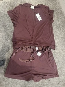 Next Brown PJ Shorts Set in soft modal/polyester Size 18 RRP £35 - Picture 1 of 8