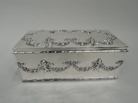 Durgin Jewelry Box 1809 Antique Edwardian Regency American Sterling Silver Cover