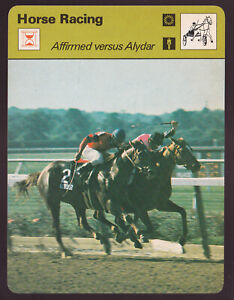 AFFIRMED vs ALYDAR Horse Racing Belmont Photo 1978 SPORTSCASTER CARD #42-14