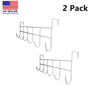 2x Over The Door Hook, Organizer Rack, Hanging for Coats, Hats, Towels, 6 Hook - Picture 1 of 4