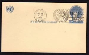 US Postal Card First Day of Issue - FDC - 2 Cents 1952 - United Nations - Picture 1 of 2