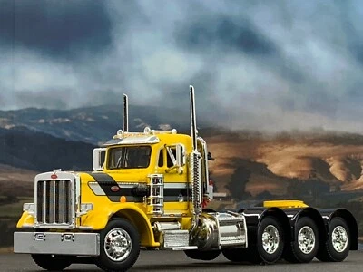 1/64 DCP YELLOW/BLACK/GRAY PETERBILT 359 TRI AXLE DAY CAB - Image 1 of 4