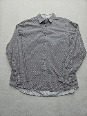 Michael Kors Men Button-Up XL Black/Red Birds Eye 100% Cotton Long Sleeve - Image 1 of 4