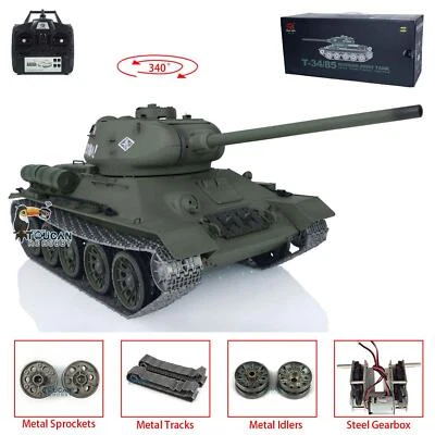 1/16 Henglong 7.0 3909 Soviet T34-85 RTR BB IR RC Tank 340° Rotate Metal Tracks - Image 1 of 4