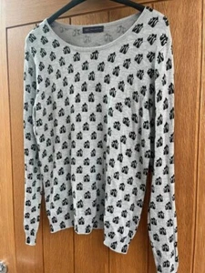 Marks and Spencer pretty Cat Round neck Jumper Top Grey and Black Size 10/12 - Picture 1 of 9