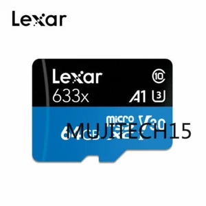 Lexar 633X 64GB SD Card U3 V10/V30 A1/A2 Class10 MicroSD XC TF Memory Card NEW - Picture 1 of 7