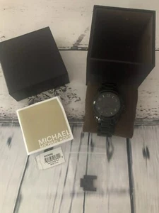 Michael Kors MK5686 Black Steel Chrono Crystal Glitz Watch w Box & Extra Links - Picture 1 of 8