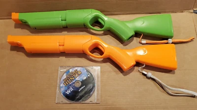 2 Shotgun Rifle GUN  Green & Orange  Nintendo Wii Cabela's Gaming Hunting + game - Image 1 of 3