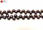 7-8mm Side Drilled Round Natural Black Pearl for Jewelry Making DIY Strands 14''