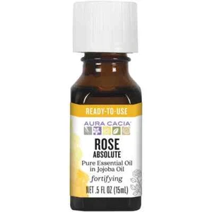 Aura Cacia Rose Absolute Pure Essential Oil in Jojoba Oil 0.5 fl oz Liq - Picture 1 of 2