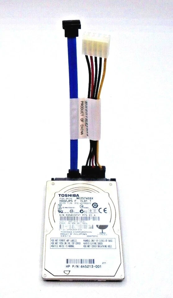 TOSHIBA Internal Hard Drive 250GB, 5400RPM, 2.5", 245213-001, MK2576GSX HDD2J95 - Image 1 of 4