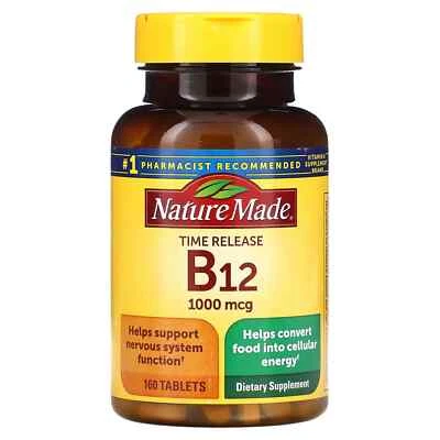 Vitamina B-12 Nature Made 1000 mcg 160 comprimidos sin gluten, sin artificial Foto 1 de 3
