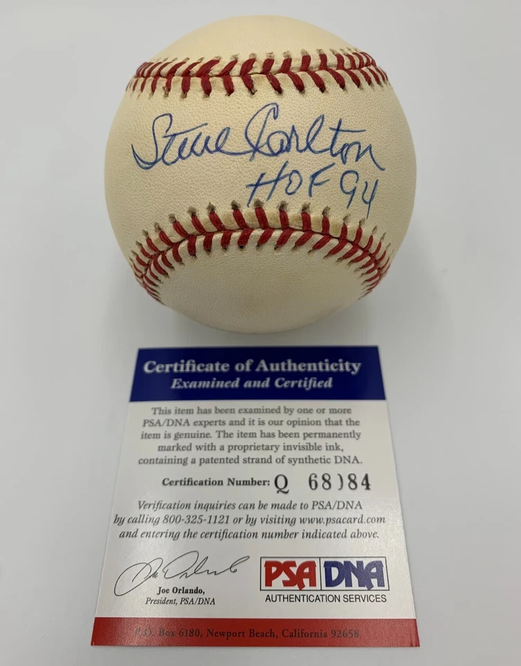 STEVE CARLTON signed/auto'd OFFICIAL NATIONAL LEAGUE RO-N Baseball HOF 94 - PSA - Image 1 of 4