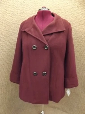 Realtivity NEW Purple Plum Wool Peacoat Womens Plus Sz 2X Winter Coat MRP $200 - Image 1 of 4