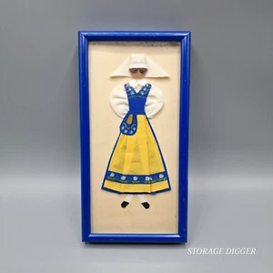 VTG Peachtree Hill Gallery Fabric 3D Textile Wall Art Swedish Women Doll Framed - Picture 1 of 7