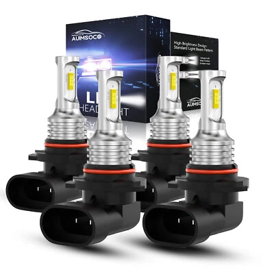 9005+9006 White LED Headlight High Low Bulbs Kit For Saturn SL SL1 SL2 1991-2002 - Image 1 of 4