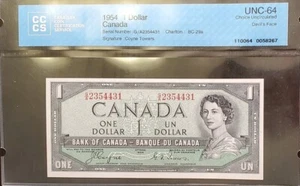 DEVIL 1954 $1 BC29a COYNE/TOWERS CCCS/PMG CH UNC 64 - CHOOSE YOUR GRADER - Picture 1 of 4