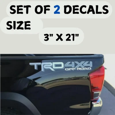 TRD 4x4 CALCOMANÍAS TODOTERRENO Toyota Tacoma Tundra calcomanías adhesivas de vinilo blanco plateado Foto 1 de 3