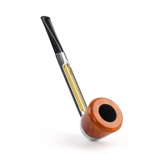 Briar Holzschüssel Tabakpfeife Aluminium gerader Schaft Stamm Metall Rauchpfeife - Bild 1 von 8