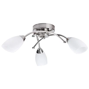 Contemporary 3 Arm Brushed Satin Chrome Ceiling Light Fitting by Happy Homewares - Picture 1 of 2