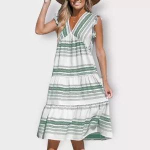 Bloom Chic NEU ärmelloses geometrisches Midikleid Damen Übergröße 26 3X mit Taschen - Bild 1 von 12