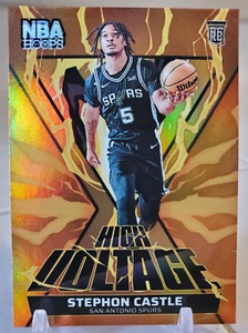 2024 NBA Hoops Rookie STEPHON CASTLE #7 Gold Refractor HIGH VOLTAGE RC Card SSP - Picture 1 of 2