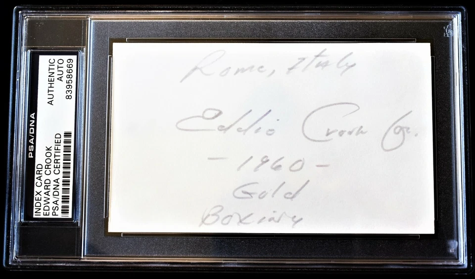Eddie Crook Jr. Signed 3x5 inch Index Card - Olympic Boxer Died 2005 + PSA/DNA - Image 1 of 1