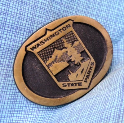 Washington State Parks Uniform Belt Buckle Bronze Vtg Rainbow Metals     .GMP182 - Image 1 of 4