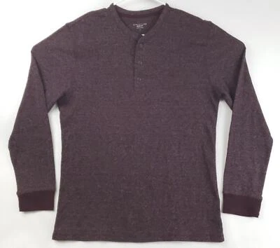 Structure Sweater Mens Large Burgundy Cotton Long Sleeve Slim Fit Henley Neck - Image 1 of 4