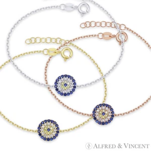Mal de Ojo Turco Nazar Griego Hamsa Dije Plata Esterlina y Diamantes Sintéticos - Imagen 1 de 4