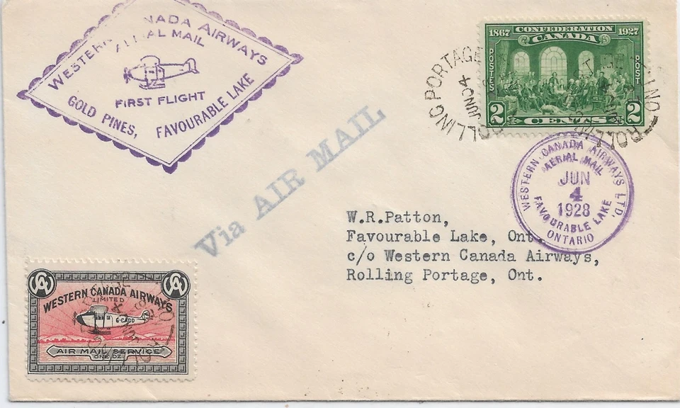 1928 Semi-Flt Gold Pines to Favourable Lakes, Canada (CL40) p/m Rolling (56872) - Image 1 of 1