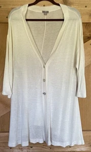 J. Jill Sweater Cardigan Women's Large Kimono Sleeve Cream Semi Sheer Duster - Picture 1 of 4