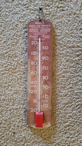 1940s 1950s  Wooden Advertising Thermometer Sign  Compton CA Macs  Radiators  - Picture 1 of 4
