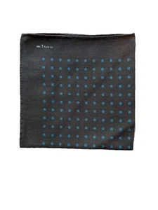 NWOT Kiton Pocket Square – Black With Blue 15x15 100% Wool - Picture 1 of 4